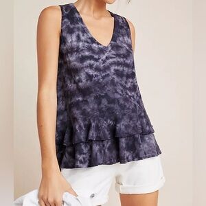NWT Anthropologie Sleeveless Swing Top Small Tie Dye Tiered Coastal Grandma Boho
